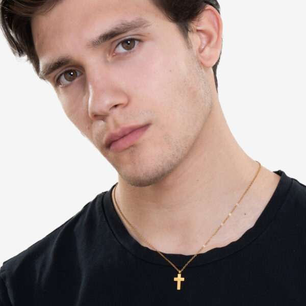 Collana uomo in acciaio IP gold con croce - immagine 2