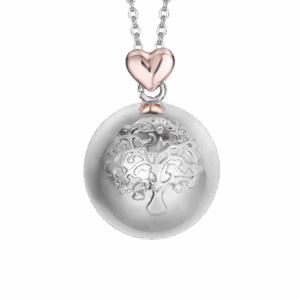 Collana chiama angeli in acciaio con albero della vita e cuore