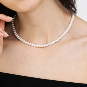 Collana donna in acciaio con perle