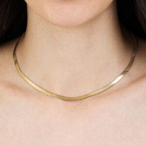 Collana donna in acciaio IP gold a snake