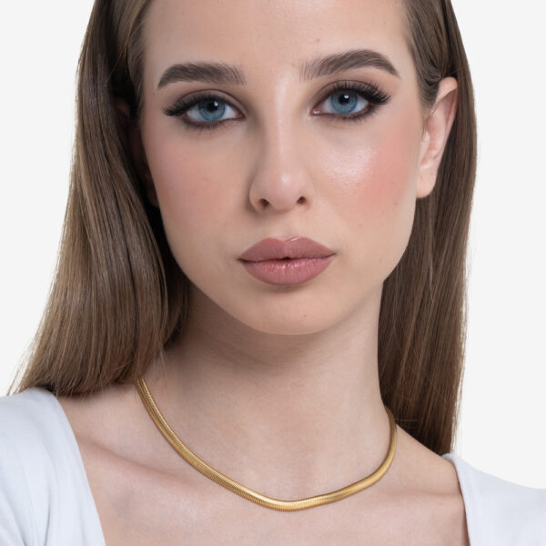 Collana donna in acciaio IP gold a snake - immagine 4