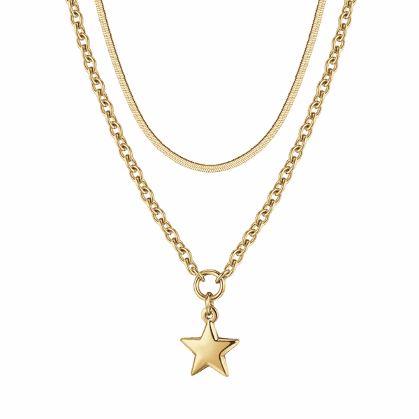 Collana donna in acciaio IP gold multifilo con stella - immagine 4
