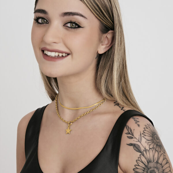 Collana donna in acciaio IP gold multifilo con stella - immagine 5