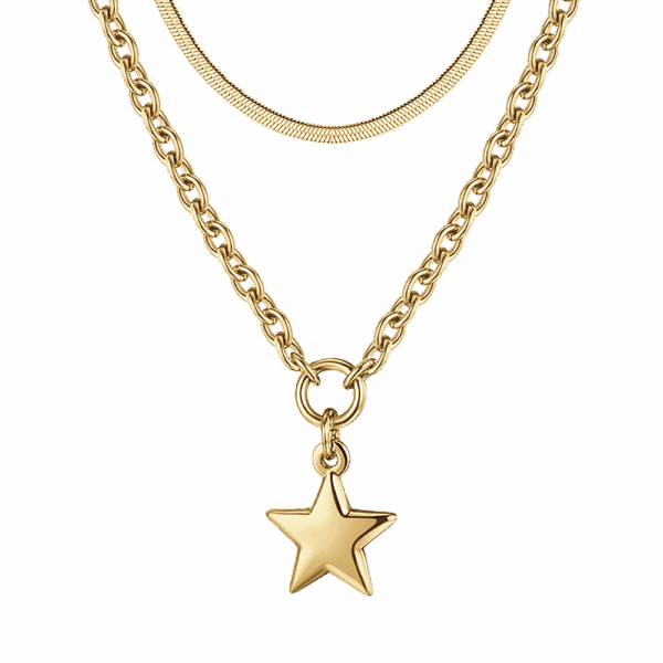 Collana donna in acciaio IP gold multifilo con stella - immagine 3