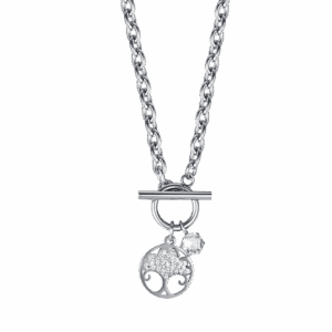 Collana donna in acciaio con albero della vita e cristalli
