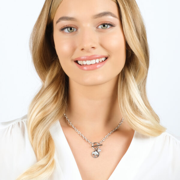 Collana donna in acciaio con albero della vita e cristalli - immagine 3