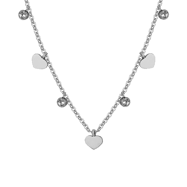 Collana donna in acciaio con cuori e cristalli - immagine 2