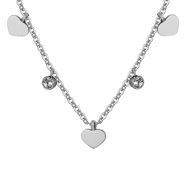 Collana donna in acciaio con cuori e cristalli - immagine 3