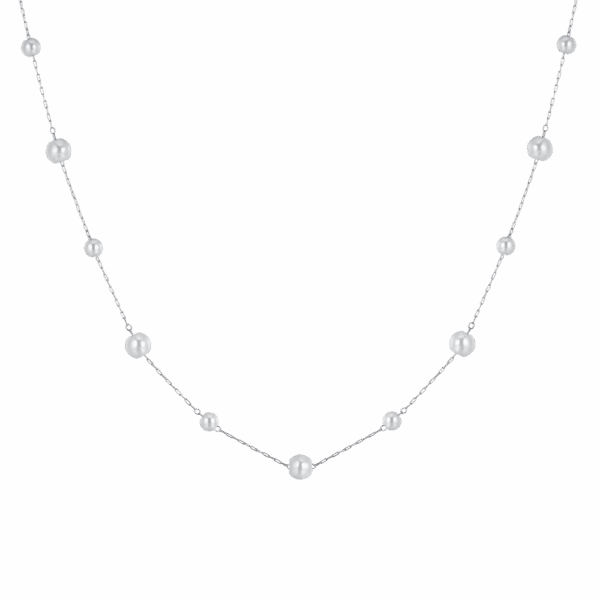Collana donna lunga in acciaio con perle