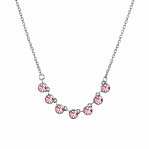 Collana donna in acciaio con cristalli rosa