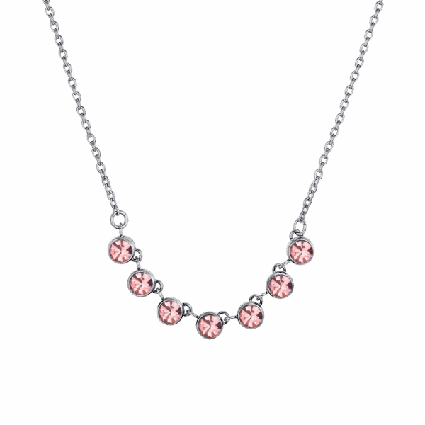 Collana donna in acciaio con cristalli rosa