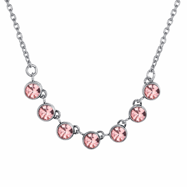 Collana donna in acciaio con cristalli rosa - immagine 2