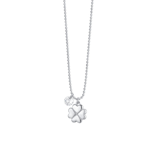 Collana donna in acciaio con quadrifoglio e zircone - immagine 3