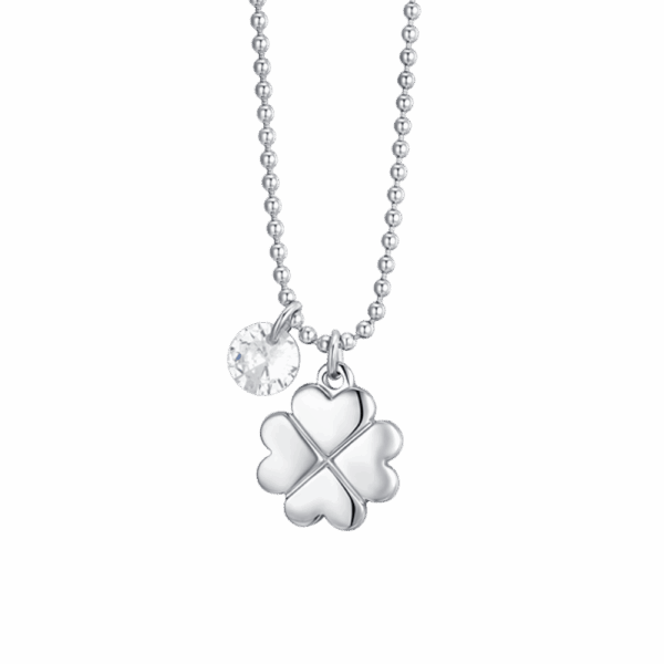 Collana donna in acciaio con quadrifoglio e zircone - immagine 2