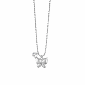 Collana donna in acciaio con farfalla e zircone