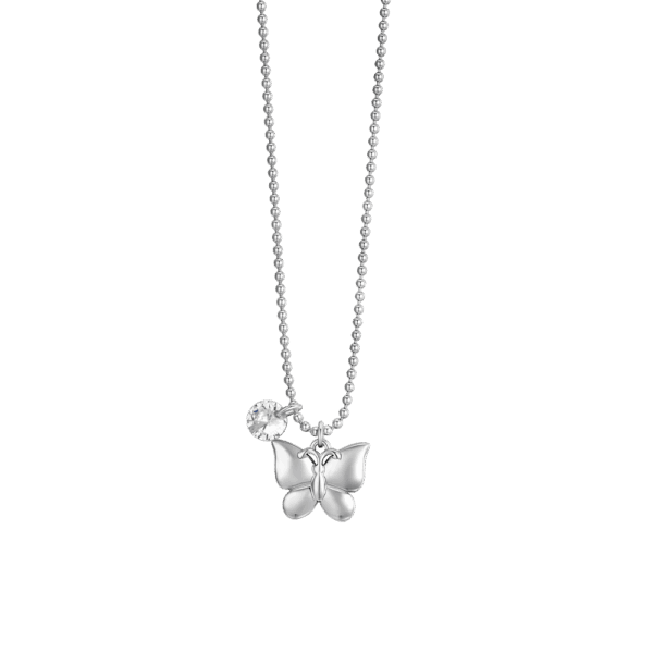 Collana donna in acciaio con farfalla e zircone