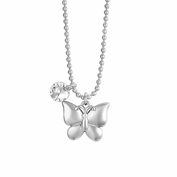 Collana donna in acciaio con farfalla e zircone - immagine 2