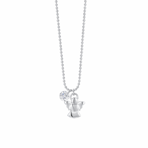 Collana donna in acciaio con angioletto e zircone