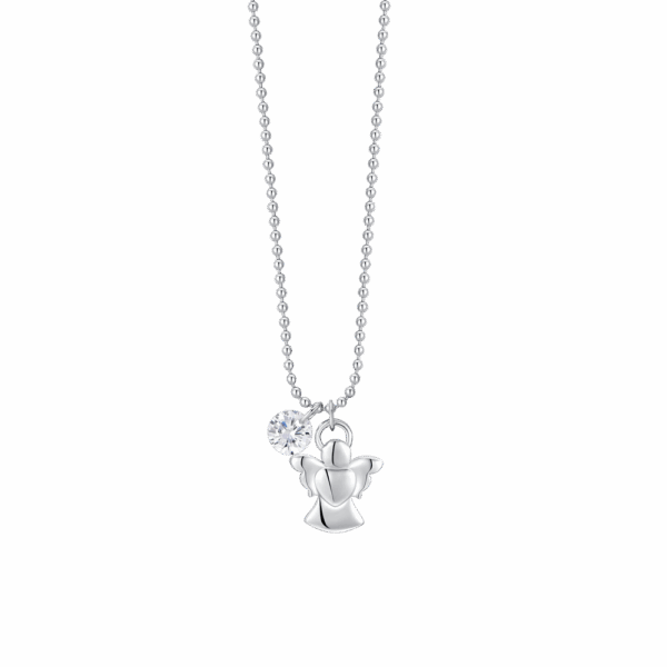 Collana donna in acciaio con angioletto e zircone