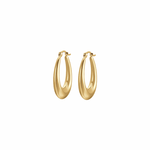 Orecchini donna in acciaio IP gold bombato