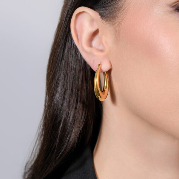 Orecchini donna in acciaio IP gold bombato - immagine 3