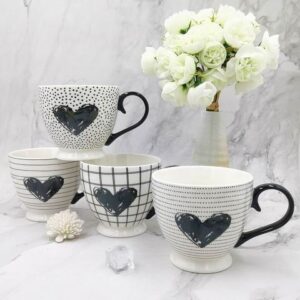 Tazza bowl con cuore bianco e nero