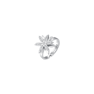 Anello donna in acciaio con fiore della vita girevole
