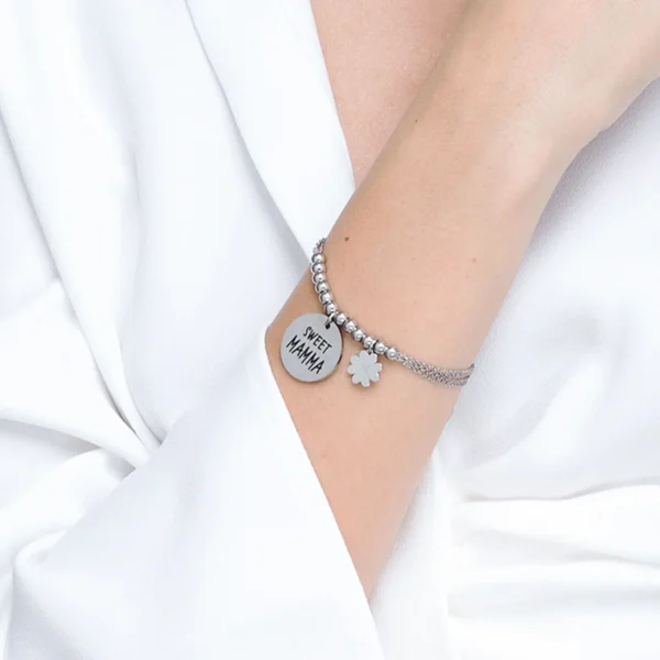 Bracciale donna in acciaio con scritta "Sweet Mamma" - immagine 2