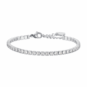 Bracciale tennis donna in acciaio con cristalli