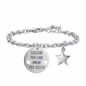 Bracciale donna in acciaio con scritta "Colleghe per caso amiche per scelta"