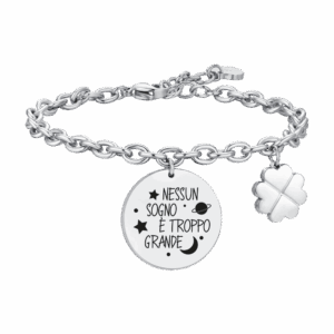 Bracciale donna in acciaio con scritta “Nessun sogno è troppo grande”