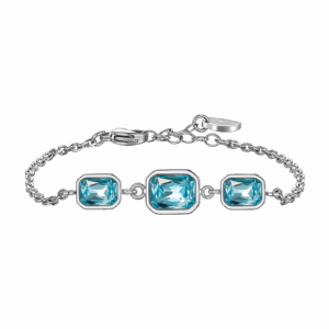 Bracciale donna in acciaio con cristalli acqua marina