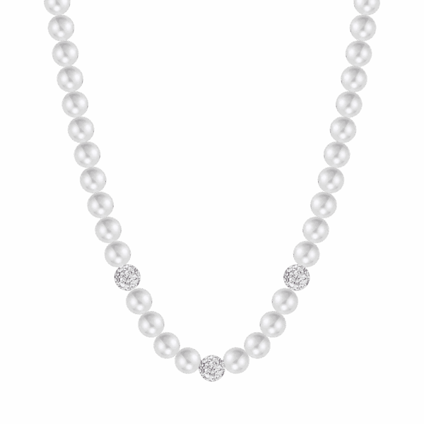 Collana donna in acciaio con perle e cristalli
