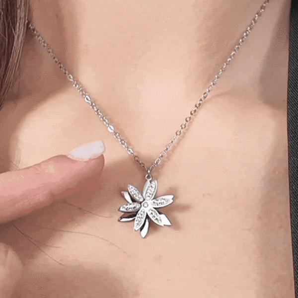 Collana donna in acciaio con fiore della vita girevole - immagine 3