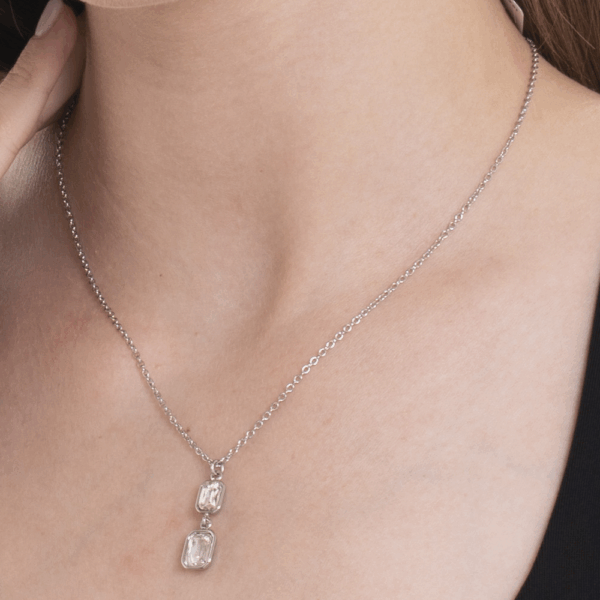 Collana donna in acciaio con cristalli - immagine 2