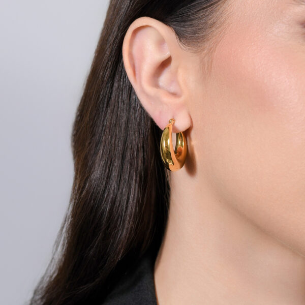 Orecchini donna in acciaio IP gold cerchio bombato