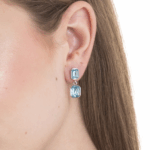 Orecchini donna in acciaio con cristalli acqua marina - immagine 2