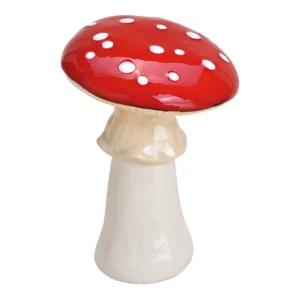 Fungo in ceramica rosso e bianco h.12cm