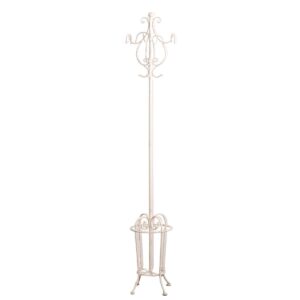Appendiabiti con porta ombrelli in metallo bianco shabby
