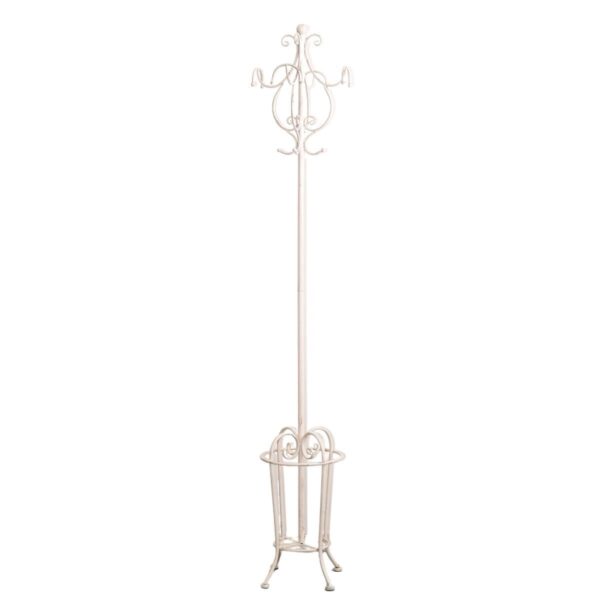 Appendiabiti con porta ombrelli in metallo bianco shabby