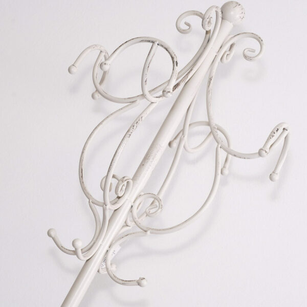 Appendiabiti con porta ombrelli in metallo bianco shabby - immagine 3