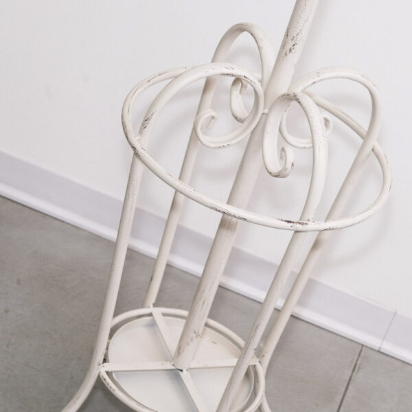 Appendiabiti con porta ombrelli in metallo bianco shabby - immagine 2