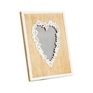 Portafoto in legno naturale con cuore pizzo