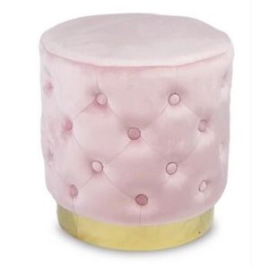 Pouf tondo in velluto rosa