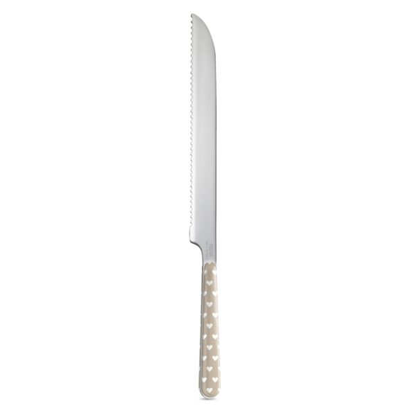 Coltello baguette in acciaio inox con cuoricini tortora - Neva