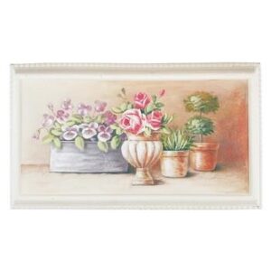 Quadro con fiori, piante e vaso