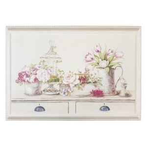 Quadro con fiori e gabbietta