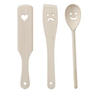 Set 3 mestoli in legno con faccine e cuoricino