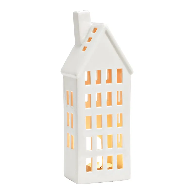 Casetta portacandele House in porcellana piccolo h.26cm