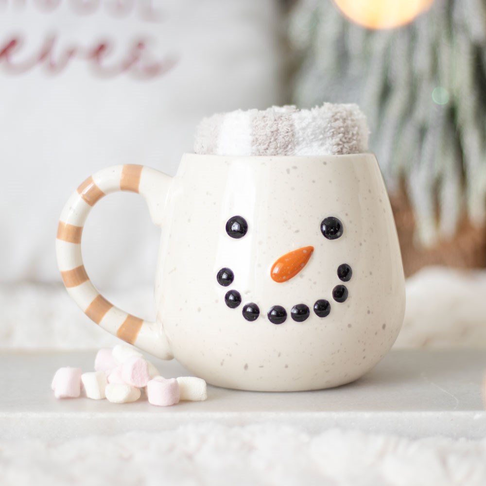 Tazza Pupazzo di Neve bianca con calzini